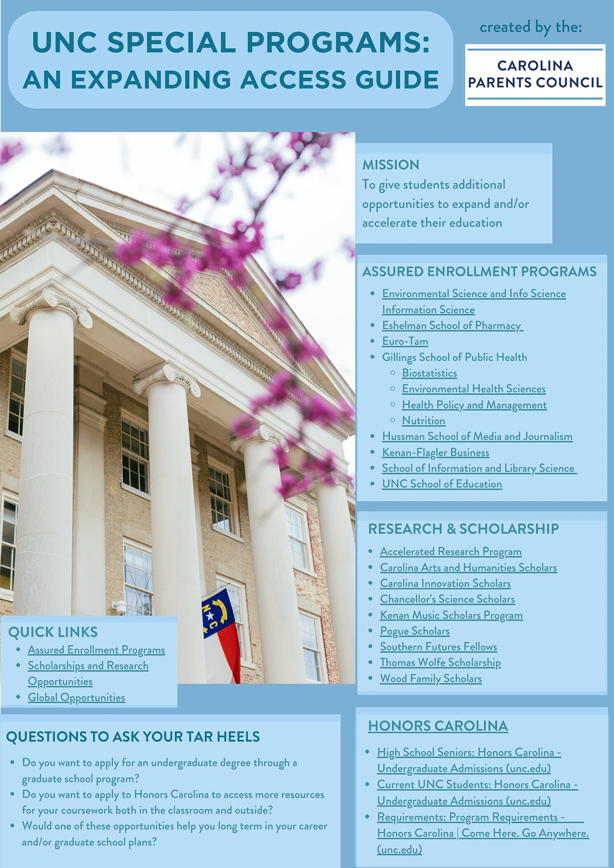 Resource Guide of UNC Special Programs with links 
